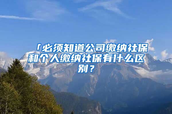 「必须知道公司缴纳社保和个人缴纳社保有什么区别？