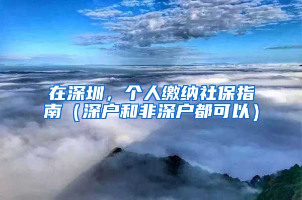 在深圳，个人缴纳社保指南（深户和非深户都可以）