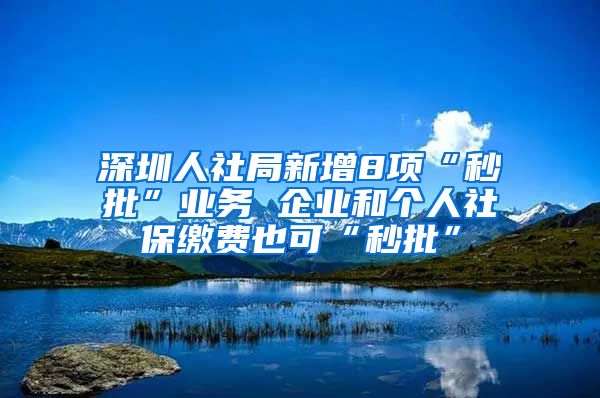 深圳人社局新增8项“秒批”业务 企业和个人社保缴费也可“秒批”