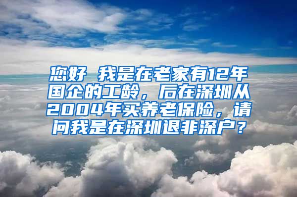 您好 我是在老家有12年国企的工龄，后在深圳从2004年买养老保险，请问我是在深圳退非深户？