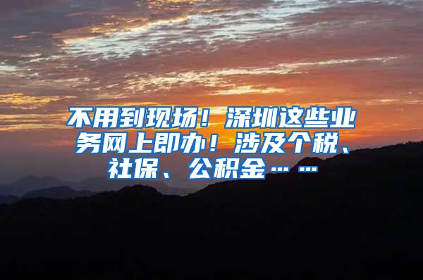 不用到现场！深圳这些业务网上即办！涉及个税、社保、公积金……