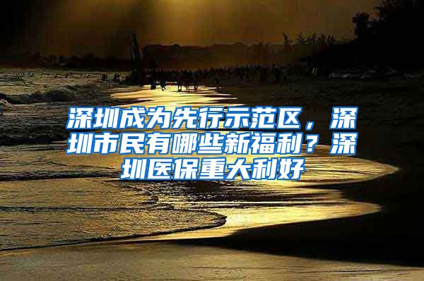 深圳成为先行示范区，深圳市民有哪些新福利？深圳医保重大利好