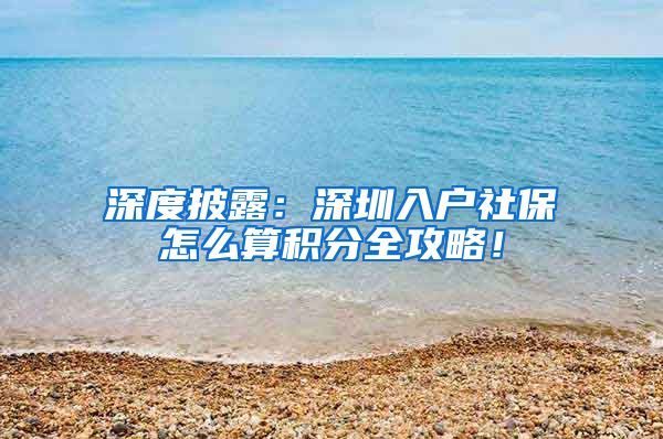 深度披露：深圳入户社保怎么算积分全攻略！