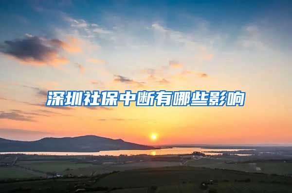 深圳社保中断有哪些影响