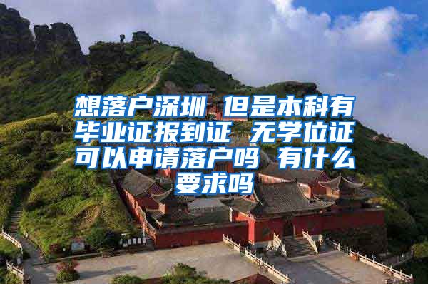想落户深圳 但是本科有毕业证报到证 无学位证可以申请落户吗 有什么要求吗