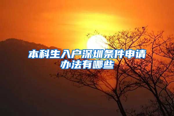 本科生入户深圳条件申请办法有哪些