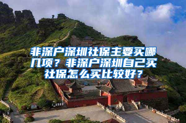 非深户深圳社保主要买哪几项？非深户深圳自己买社保怎么买比较好？