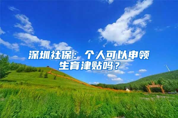 深圳社保：个人可以申领生育津贴吗？