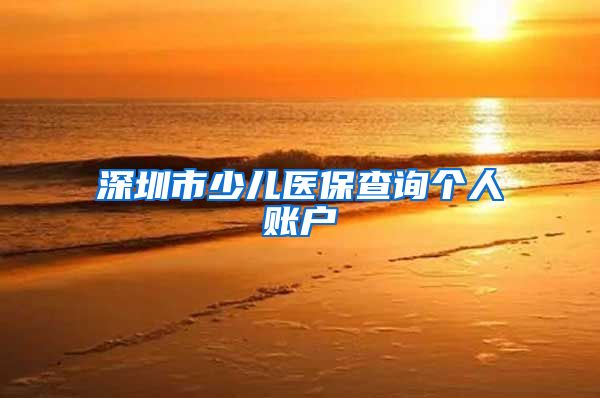 深圳市少儿医保查询个人账户