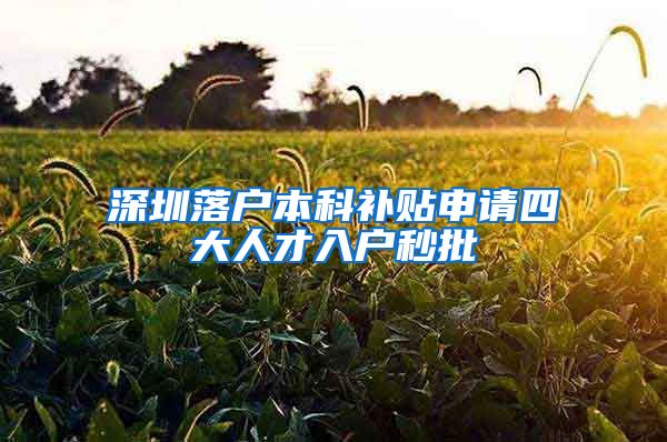 深圳落户本科补贴申请四大人才入户秒批