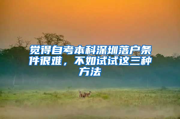 觉得自考本科深圳落户条件很难，不如试试这三种方法