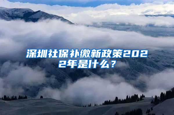 深圳社保补缴新政策2022年是什么？