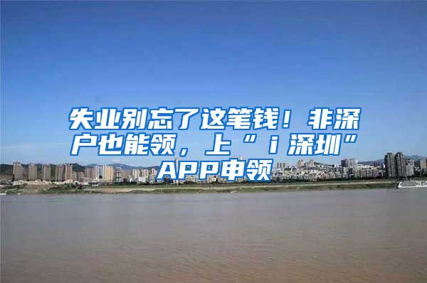 失业别忘了这笔钱！非深户也能领，上“ｉ深圳”APP申领