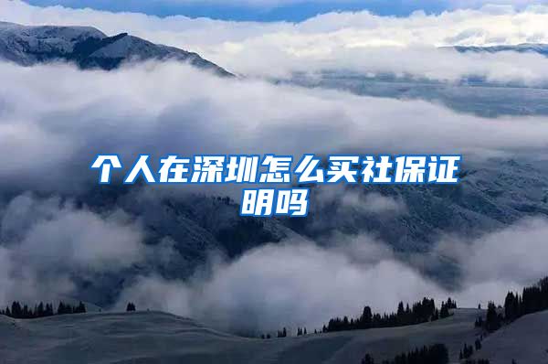 个人在深圳怎么买社保证明吗