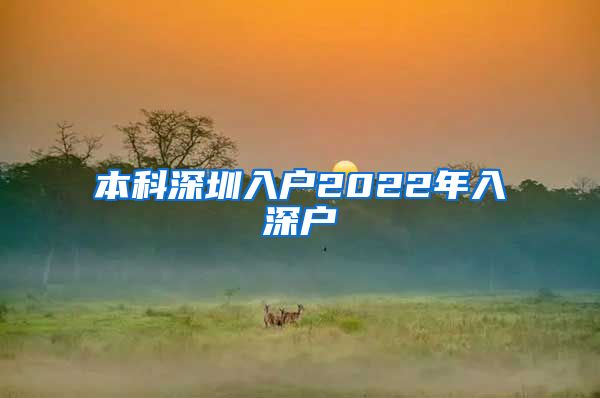 本科深圳入户2022年入深户