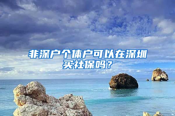 非深户个体户可以在深圳买社保吗？