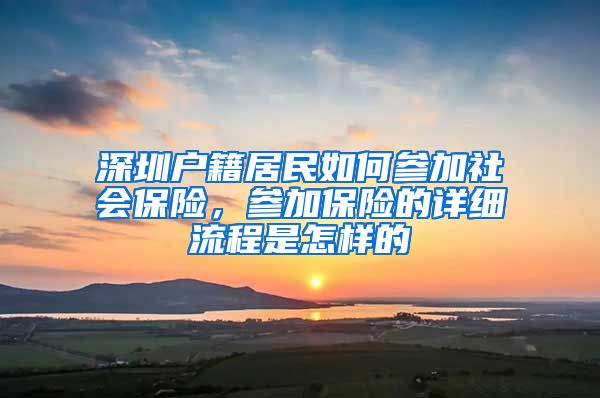 深圳户籍居民如何参加社会保险，参加保险的详细流程是怎样的