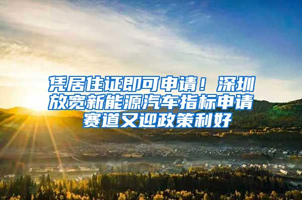 凭居住证即可申请！深圳放宽新能源汽车指标申请 赛道又迎政策利好
