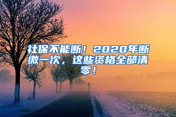 社保不能断！2020年断缴一次，这些资格全部清零！