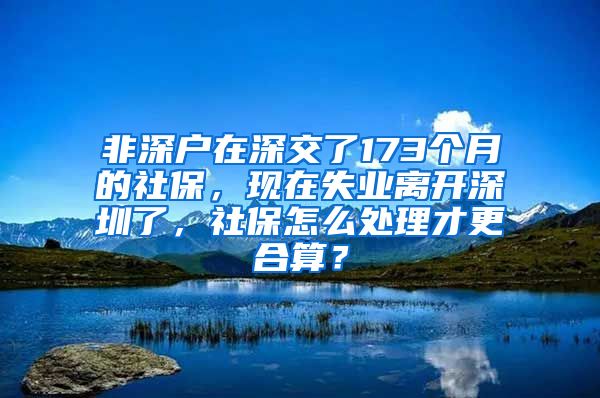 非深户在深交了173个月的社保，现在失业离开深圳了，社保怎么处理才更合算？