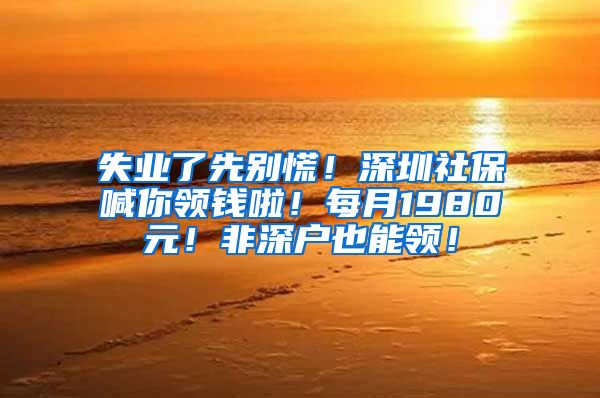 失业了先别慌！深圳社保喊你领钱啦！每月1980元！非深户也能领！