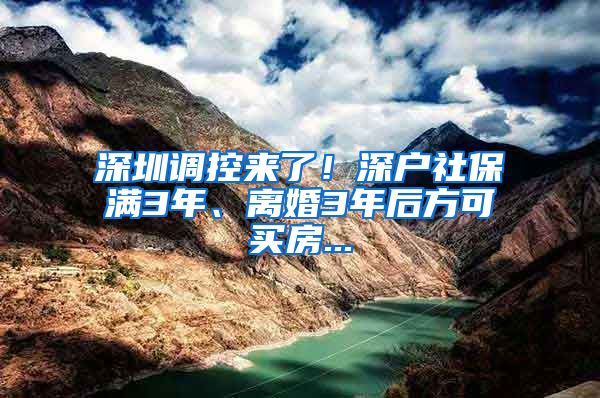 深圳调控来了！深户社保满3年、离婚3年后方可买房...